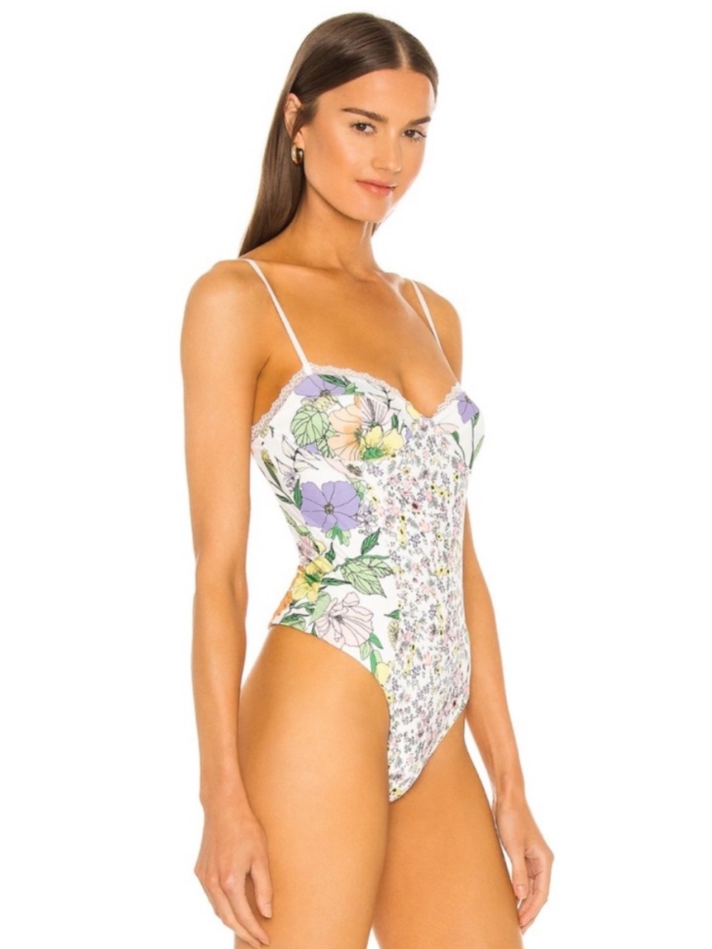 Revolve AFRM Liam Bodysuit Vintage Floral & Blanc Ditsy Floral Size S